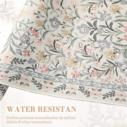 iCasso Desk Matt for Desktop, Cute Desk Pad Mat, XXL Large Mouse Pad, Anti-Slip Big Mousepad with Stitched Edges, Keyboard Pad for Computer(Gray Floral)