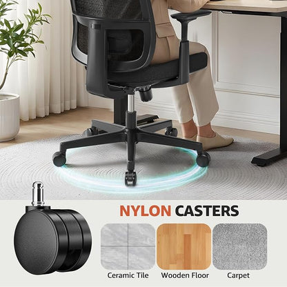 ErgoSift Ergonomic Mesh Office Chair Computer Desk Chair, Headrest, Black | 3D Armrests, Lumbar Support, Seat Slide, 330 lbs Capacity, Home Office and Gaming