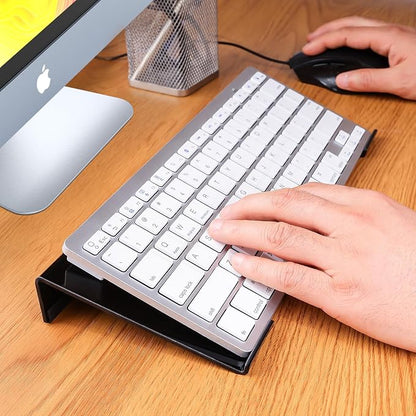 Egchi Acrylic Computer Keyboard Stand for Desk, Keyboard Riser Tilt Lift, Keyboard Holder for Desktop, Desk Keyboard Lifter（Black）
