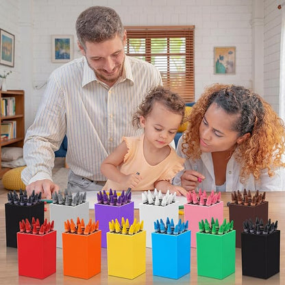 Ctosree 12 Pack Crayon Holder for Classroom Back to School Supplies Rainbow Colors Pencil Holder Acrylic Crayon Organizer for Supplies Gifts Student Desk Organizer