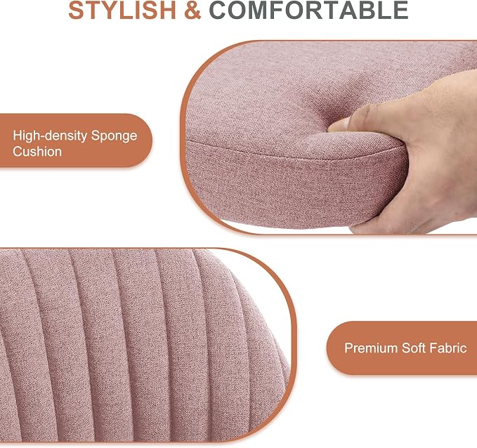 DUMOS Office Desk Chair, Modern Cute Rolling Vanity Swivel Task Seating with Wheels, Comfortable Back Seat Armless for Home, Bedrooms, Study, Student, Adults, Make-Up, Dressing Room Dusty Rose