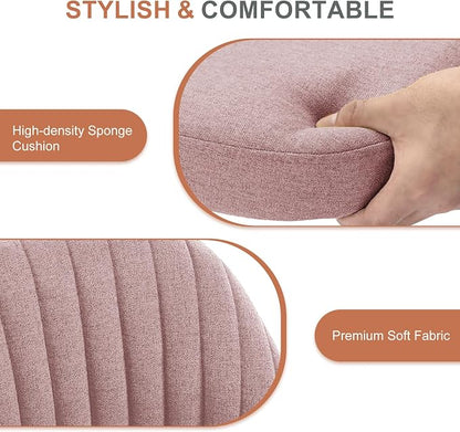 DUMOS Office Desk Chair, Modern Cute Rolling Vanity Swivel Task Seating with Wheels, Comfortable Back Seat Armless for Home, Bedrooms, Study, Student, Adults, Make-Up, Dressing Room Dusty Rose