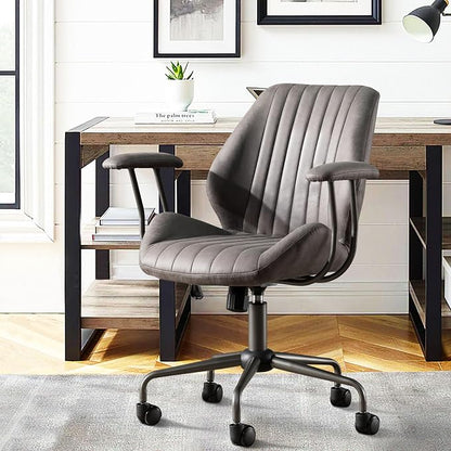 CAODOC High Back Office Chair,Modern Swivel Office Chair,Black Suede Fabric Gaming Chair,Height Adjustable Home Office Desk Chair with Lumbar Support