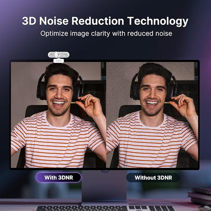 NexiGo N660P Pro 4K Webcam with Distortion-Free Lens, 1080p 60 fps Autofocus USB Streaming Camera, 3DNR, Noise-Canceling Mics & Privacy Cover, Web Cam for Gaming/Live Streaming/PC/Mac/Switch 2, White