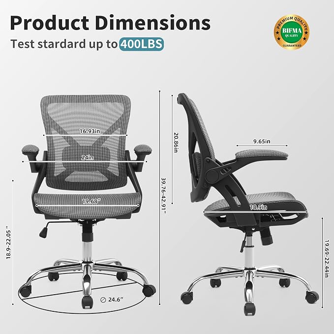 Ergonomic Office Chair, Comfy Computer Desk Chair with Adjustable Lumbar Support,Tilt Function, Comfy Wide Seat, Swivel Executive Computer Desk Chairs for Company and Home