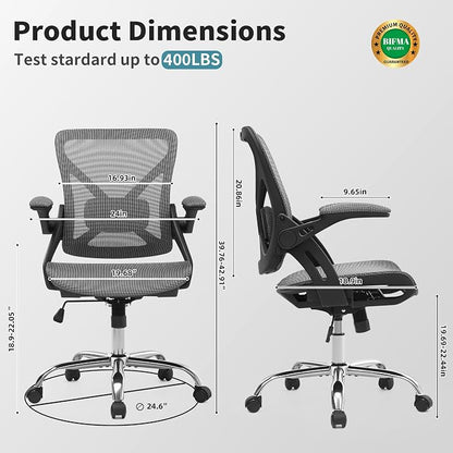 Ergonomic Office Chair, Comfy Computer Desk Chair with Adjustable Lumbar Support,Tilt Function, Comfy Wide Seat, Swivel Executive Computer Desk Chairs for Company and Home