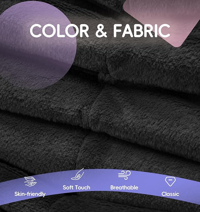 Hobestluk Small Bean Bag Chair Faux Fur Fabric BeanBag Couch for Playroom | Black Plush,Ergonomic Design,Memory Foam,Strong Supportive,No Assembly Required,Decorative Style for Living Room Bedroom