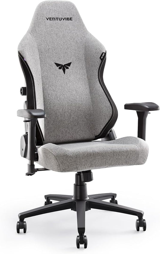 Gaming Chair - High Back Ergonomic Computer Chair with Lumbar Support, Video Game Chair-4D Adjustable Armrests,170° Reclining & 320lb Capacity,Fabric,Gray