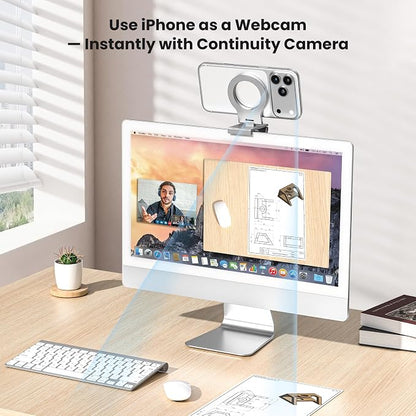 Itramax Continuity Camera Mount for iMac&Desktop Monitor,Magnetic iPhone Webcam Stand,Adjustable Phone Webcam Holder for MagSafe iPhone 17 Pro/16/15/14/13/12/11/XR/XS,Mac,Apple TV 4K,Studio Display