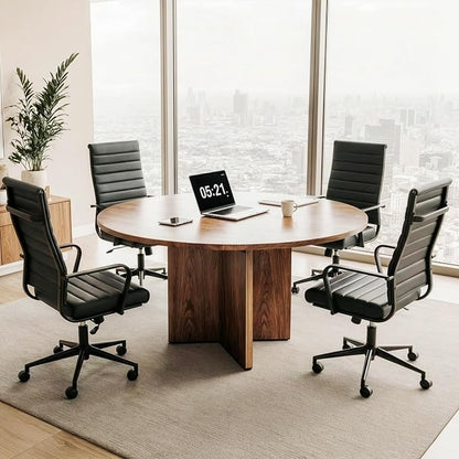 Okeysen Black Conference Room Table Chairs, Ergonomic Office Desk Chair with Wheels, PU Leather Modern Chairs, High Back Executive Swivel Rolling Chair for Home, Office