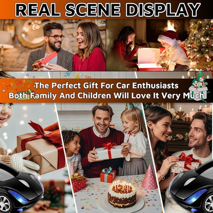HuGuWdy Black Car Mouse，2.4G with USB Reciver 1600DPI Computer Mice Wireless for Computer Cute Wireless Mouse for Laptop Computer Tablet for Windows for Mac OS for Christmas（Black）