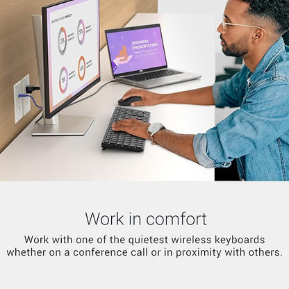 Dell Advanced Wireless Keyboard and Mouse – KM520 - Wireless, 2.4 GHz Interface, USB Wireless Receiver, Volume, Mute Hot Keys, 3 Mouse Buttons, US English, 1 Year Limited Warranty - Black