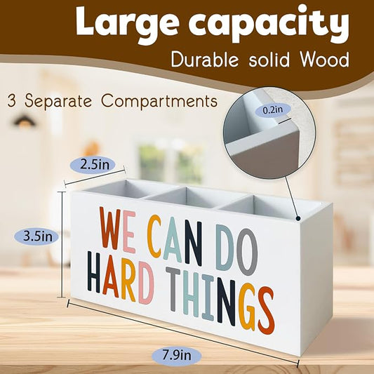 We Can Do Hard Things Pen Holder Pencil Organizer for Classroom Psychologist Office Desk, Inspirational Pen Holder for Speech Therapy Desk Decor