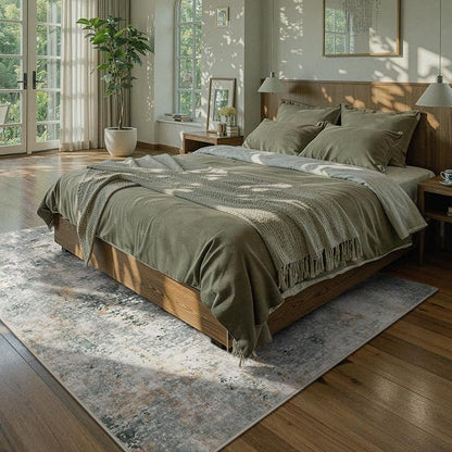Lahome Modern Abstract Area Rug 6x9 Rugs for Living Room, Washable Accent Bedroom Rug Low Pile Non Slip, Grey Soft Indoor Contemporary Carpet for Dining Room Table Apartment