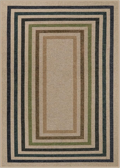 Lahome Enfys Modern Geometric Easy Jute Rug, Washable 5x7 Indoor Outdoor Rugs Farmhouse Large Dining Room Bedroom Carpet, Contemporary Non Slip Natural Throw Mat for Backyard Office RV