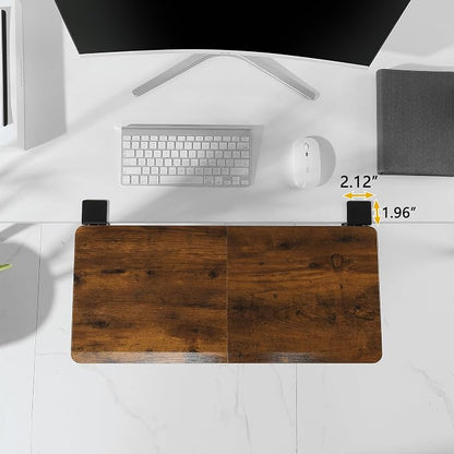 ETHU Ergonomics Desk Extender Tray, 25.6"x11.4" Large Size Foldable Keyboard Extender Tray Clamp On, Armrest Support for Home and Office (Wood)