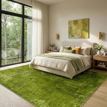 RELEANY Washable Area Rugs 8'x10' Non-Slip Modern Abstract Soft for Living Room Entryway Bedroom Kitchen, Print Pattern, Grass Green