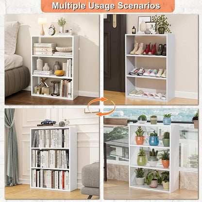 OSEILLC 4-Tier Steel Standing Book Shelf, Multipurpose Open Storage Rack for Entryway, Living Room, Bedroom, Garage，Metal Bookshelf (White, 32.7" Hx23.6 Wx11 D)