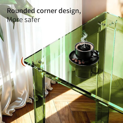 Acrylic Desk, Clear Modern Writing Table for Home Office (Green, Small)
