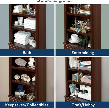 Sauder Palladia Book Shelf, Bookshelf with Storage, Library Bookcase with Doors and Adjustable Shelves, in Select Cherry finish