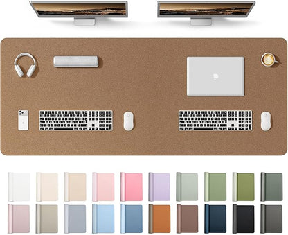 YSAGi Leather Desk Protector, Office Mat, Large Mouse Mat, Non-Slip PU Leather Blotter, Laptop Desk Mat, Waterproof Writing Pad for Office and Home(Shiny Bronze, 63" x 24")