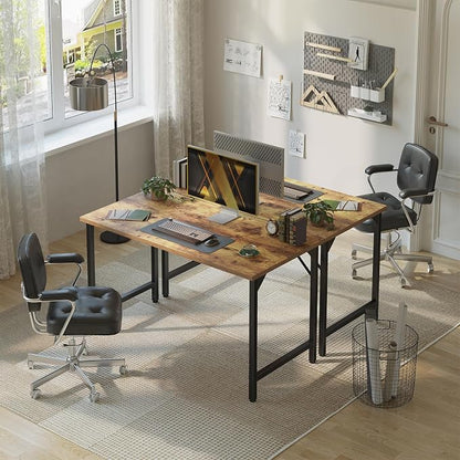 Grandder 47 inch Computer Desk, Home Office Desk Study Writing Kid Table, Simple PC Work Desk, Adjustable Feet, Rustic Brown
