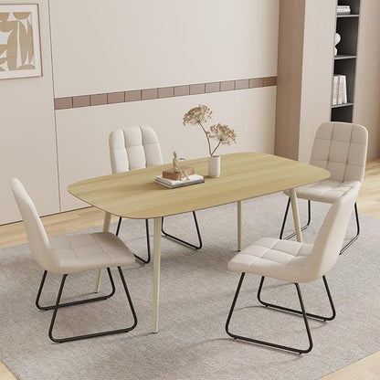 HIPIHOM 47.2'' Dining Table Set for 2,Modern Wood Dining Table,Leather Dining Chairs 2,Table and Chairs Set of 2,Ideal for Kitchen Dining Room (Cat Scratch Table + 2 White Chairs, 47.2")