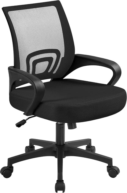 Topeakmart Executive Desk Chair Ergonomic Office Chair Swivel Mesh Back Task Computer Chair with Adjustable Height Armrest for Home Office Conference and Study Room, Black