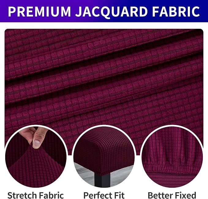 Stretch Chair Covers for Dining Room Set of 4, Removable Washable Dining Room Chair Covers, Dining Chair Slipcovers Seat Protector, Great for Home and Banquet Decor (Burgundy, 4 Pack)