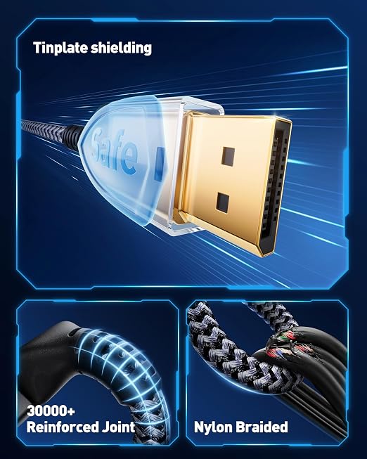 Maxonar VESA Certified 16K 80Gbps DisplayPort 2.1 Cable, (10 ft/2 Packs) DisplayPort Cable,16K@60Hz, 10K@60Hz, 8K@ 240Hz, 4K@ 540Hz, HDR, HDCP 2.2 for Gaming Monitor, RTX 5090,RX 9070,RTX 6000 Ada