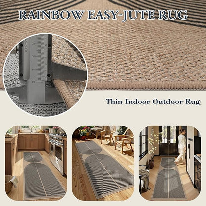 Lahome Modern Rainbow 2x8 Runner Rug, Washable Hallway Kitchen Runner Rugs with Rubber Backing Farmhouse Indoor Outdoor Carpet, Contemporary Non Slip Carpet for Entry Bedroom Porch
