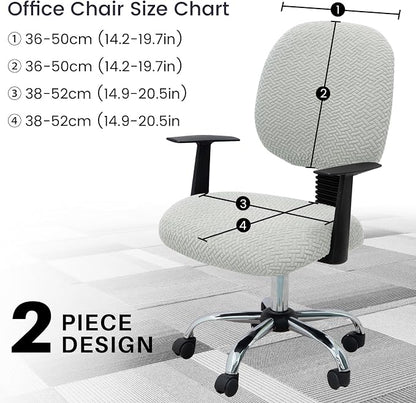 MIFXIN Computer Office Chair Cover Stretch Elastic Slipcover 2 Piece Stretchable Jacquard Computer Chair Seat Cover Furniture Protector for Office Home, Only Covers NO Chair (Light Grey)