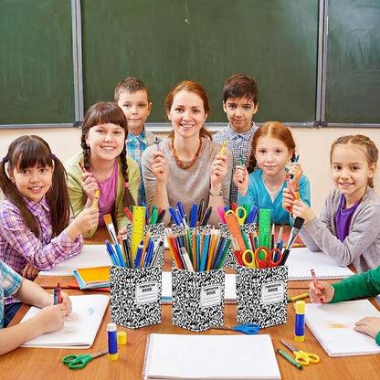 Ctosree 12 Pack Composition Book Pencil Holder for Classroom Back to School Supplies Composition Book Pencils Cup Pen Storage Organizer for Teacher First Day School Gifts Office Desk
