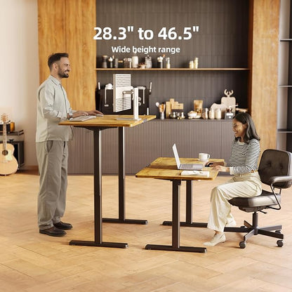 INNOVAR Electric Standing Desk, Adjustable Height Stand up Desks, 63 x 24 Inches Sit Stand up Desk for Home Office Computing, 3-Preset Memory Height Ergonomic Rising Desks, Rustic Brown