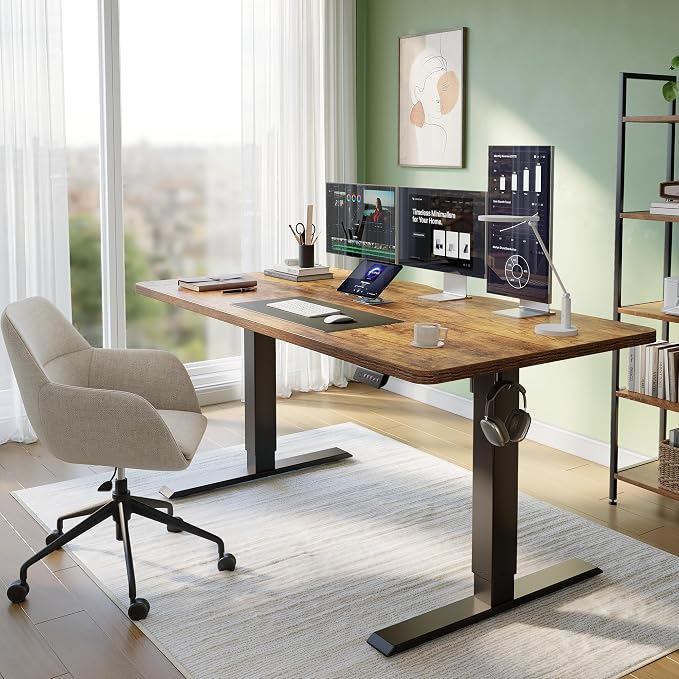 CubiCubi 55 x 24 Standing Desk, Height Adjustable Electric Computer Desk, Sit Stand up Home Office Workstations, Rustic Brown