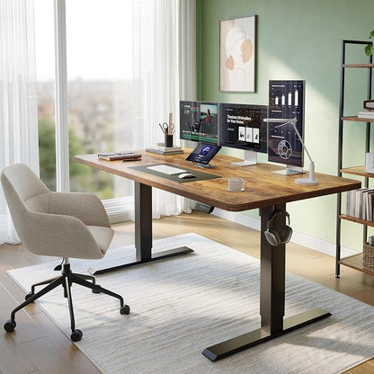CubiCubi 55 x 24 Standing Desk, Height Adjustable Electric Computer Desk, Sit Stand up Home Office Workstations, Rustic Brown