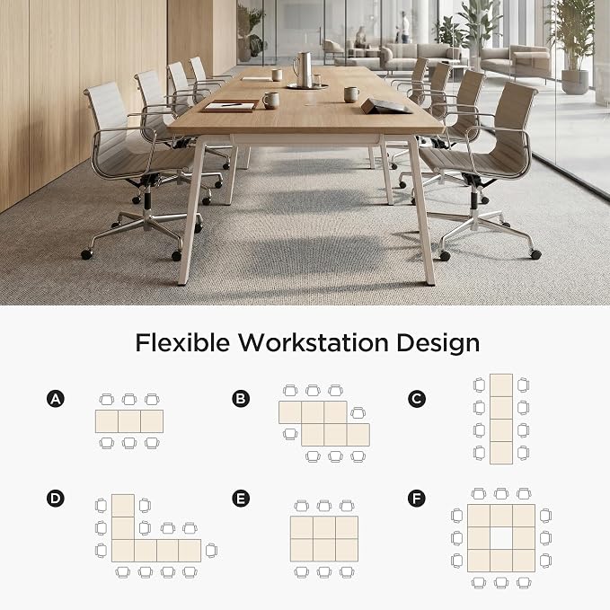 Modular Computer Office Desk, Modern Style Small Study Writing Workstation Table for Home & Business, Conference Table (142" x 47")
