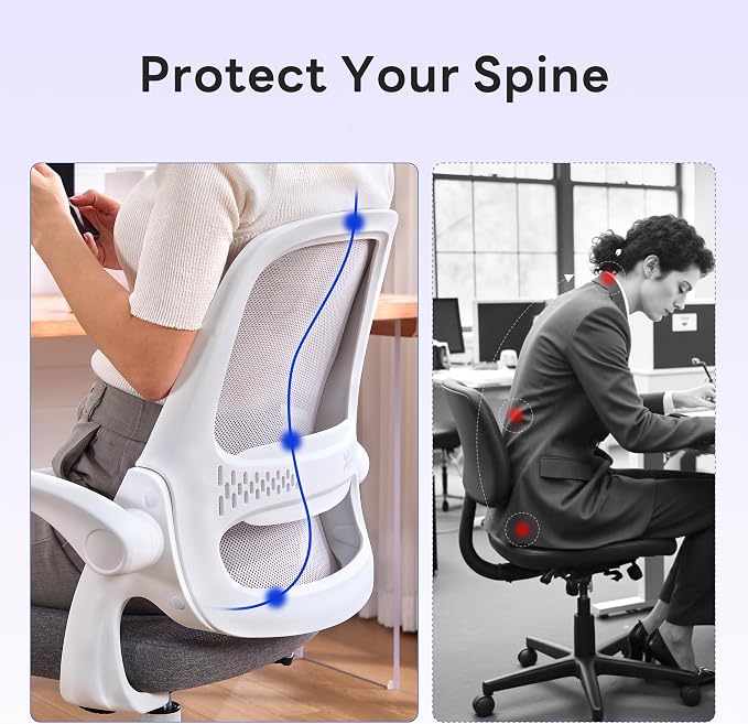 amseatec Office Chair，Ergonomic Mesh Desk Chair,Flip-Up Arms,Adjustable Height,Breathable Mesh Back & Thick Cushion Seat,360°Swivel Rolling Computer Chair,BIFMA Certified,Supports 300 lbs(Gray)