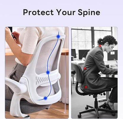 amseatec Office Chair，Ergonomic Mesh Desk Chair,Flip-Up Arms,Adjustable Height,Breathable Mesh Back & Thick Cushion Seat,360°Swivel Rolling Computer Chair,BIFMA Certified,Supports 300 lbs(Gray)