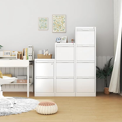 4-Drawer File Cabinet with Lock,Metal Vertical Filing Cabinets for Home Office,Under Desk File Cabinets for Letter/Legal/A4 Size Files,Easy Assemble