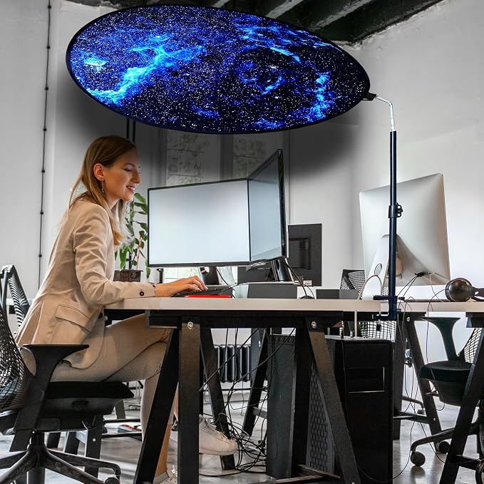 Office Cubicle Desk Shade Anti-Glare Cover Light Sensitive Professionals Cubicle Light Blocker for Workspaces Desk Canopy 36" Circular Shading Light Shade with Clamp