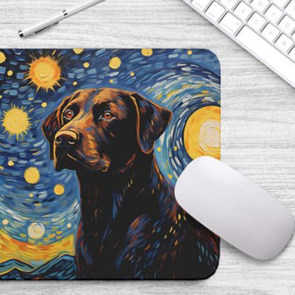Starry Night Dog Mouse Pad for Home Office Gaming Working Desk Computer Desktop Accessories Non-Slip Rubber Mouse Pad for Dog Lovers (Labrador)