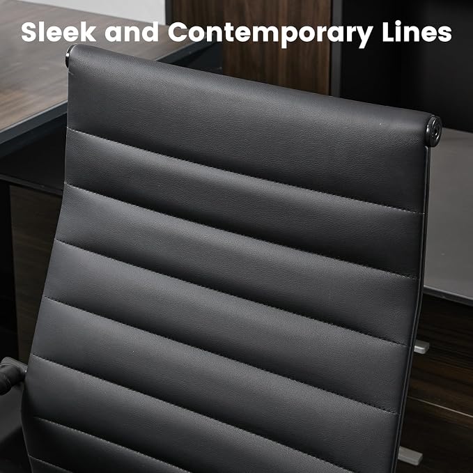 Office Desk Chair Leather, Conference Room Chairs with Wheels, Modern Executive Computer Guest Chairs with Arms.