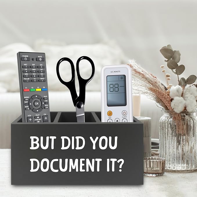 Funny But Did You Document It Black Pen Pencil Holder Organizer for Desk, HR Human Resources Gifts, Office Humor Gifts, Wooden Box Sign for Office Workplace Desk Tabletop Decorations