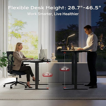 Huuger 63 X 24 Inch Electric Standing Desk with Power Outlets and USB-C Port, Height Adjustable Desk, Sit Stand Desk for Home Office, Computer & Gaming Desk with 4 Presets, Stable Steel Frame, Black