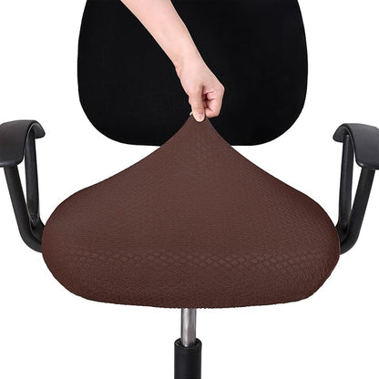Smiry Stretch Jacquard Office Computer Chair Seat Covers, Removable Washable Anti-dust Desk Chair Seat Cushion Protectors - Light Chocolate