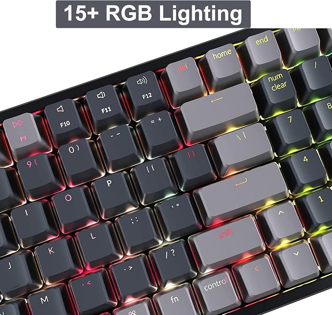 Keychron K4 Bluetooth Wireless Mechanical Keyboard RGB LED Backlit, Hot-swappable Compact 100 Keys USB Wired Computer Gaming Keyboard Aluminum Frame for Mac Windows, Gateron Red Switch
