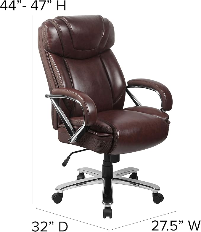 Flash Furniture Hercules Series High-Back Swivel LeatherSoft Office Chair, Ergonomic Executive Chair with Headrest and Adjustable Height, Brown