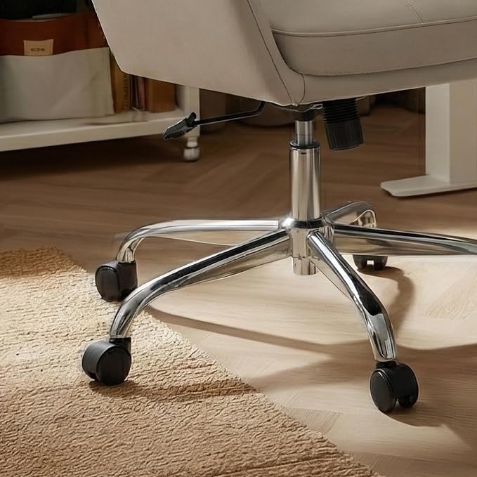 COLAMY Ellis High-Back Home Office Desk Chair, Leather Executive Chair with Integrated Armrests, Khaki