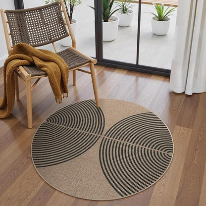 Lahome Enfys Modern Rainbow Round Rug, 3ft Small Washable Circle Carpet Natural Indoor Outdoor Patio Front Porch Rug, Farmhouse Non Slip Non Shedding Contemporary Round Mat for Entryway